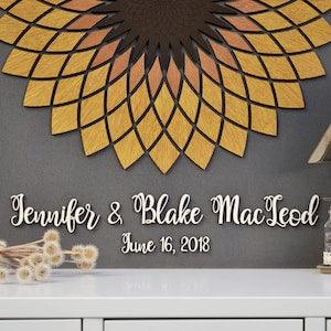 3D SUNFLOWER Wedding guest book, Alternative wood guest book, Custom guest book, Rustic Wedding flower, Rustic decor