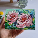 Rose Painting,Oil Impasto Painting,Summer Flower,Floral Painting,Small Painting,Wall Art,3.5 by 5 inches