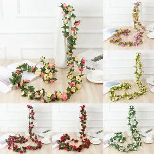 Fake Hanging    Wedding Party 8Ft  Garland Flowers 45 Flower Artificial Decor