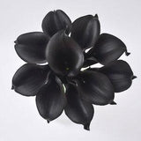 SALE! Real Touch Flowers Solid Black Real Touch Calla Lily Bouquet Wedding Centerpieces Home Decor Boutonnieres Corsage 9pcs