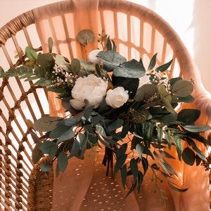 Boho greenery bouquet, artificial eucalyptus bouquet with dried gypsophila, bridal bouquet, wedding bouquet, woodland bouquet