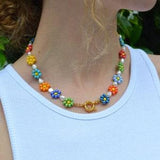 Pearl and Daisy beaded necklace - colourful summer necklace. Discover now!