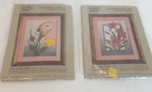 Lot 2 Something Special Cross Stitch Kit Deco Lilies  Colored Counted 5"??7"
