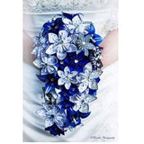 Gallifreyan Inspired Cascading Paper Flowers Bouquet- Your Choice of Color Scheme, Bridal bouquet, paper roses & lilies origami