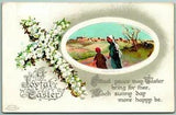 Lily of the Valley Cross Poem Joyful Easter Embossed 1911 DB Postcard G12