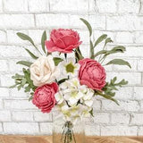 Peony, Hydrangea and Rose bouquet, felt flower arrangement