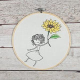 Finished Embroidery, Sunflower Wall Art,  Fall Decor, 8 inch Hoop, Embroidered hoop art
