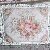 Vintage Wool Petit Point Cushion Cover | Throw Pillow Cover | Floral Rose Bouquet Accent Pillow Case | Needlepoint Cushion 16x20