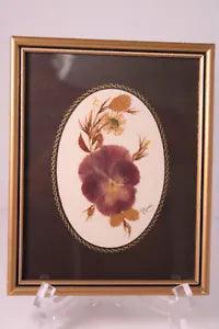 Vintage Village Green County Crafts Dried Purple Pansy Framed 5 1/2" x 7"