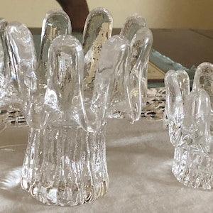Candle holder set, Fancy, Kosta Boda,  Sunflower Candle Holders, Scandinavian Artistry in Glass, Flower Art Candle, Clear Candle Holders,
