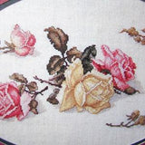 Pink & Yellow Rose Cross Stitch Pattern/ Botanical pink and yellow flower tapestry, counted cross stitch chart, picture