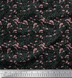 Soimoi Black Cotton Duck Fabric Cheddar Carnation Floral Print Fabric-A6i