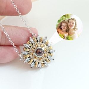 Personalized Sunflower Necklace,Personalized Photo Necklace,Sunflower Projection Necklace,Projective Pendant,Christmas Gift,Best Friend Gift