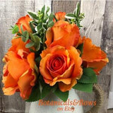 Orange Rose, Bunch Orange Rose, Bouquet for Home Decor, Orange Roses Bouquet for DIY Wedding, Fake Orange Flowers for Wedding Arranging
