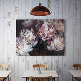 Peony bouquet canvas print, dark floral canvas wall art, wall decor, vintage home decor, canvas roll for self assembly