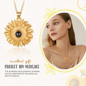 Sunflower Projection Necklace, Memorial Gift, Personalized Photo Necklaces, Valentine Day Gift, Personalized Picture Inside Jewelry