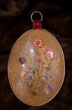 Vtg Large Dried Flowers Framed Domed Convex Bubble Glass Metal Frame 12" x 7"