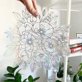 Floral Bouqet Suncatcher - Window decal, sticker, rainbows, prism, flowers, wedding, roses, peonies