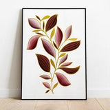 Burgundy & Gold Foliage, Botanical Print, Wall Decor, Watercolor Foliage, Plant Poster, Watercolor Painting, Home