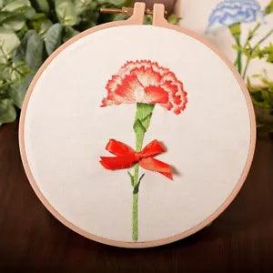 Embroidery Kit For Beginner Flower Design DIY Home Wall Decor Carnation