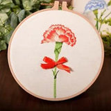 Embroidery Kit For Beginner Flower Design DIY Home Wall Decor Carnation