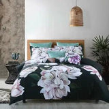 Bianca Tazanna Black Quilt Doona Cover Set | Gorgeous Large Peonies