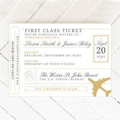 Foil Plane Ticket Wedding Invitations - Bon Voyage Destination Wedding Invitations by Basic Invite Flower Delivery