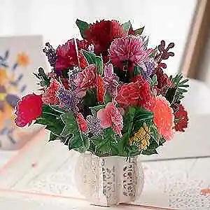 Mothers Day Gift Pop Up Card - 3D Carnation Flower Bouquet Greeting Card