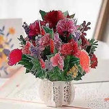 Mothers Day Gift Pop Up Card - 3D Carnation Flower Bouquet Greeting Card