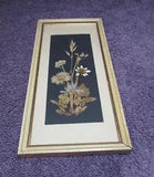 VINTAGE PHOTO FRAME DRIED FLOWER UNDER CLEAR GLASS W HOOK