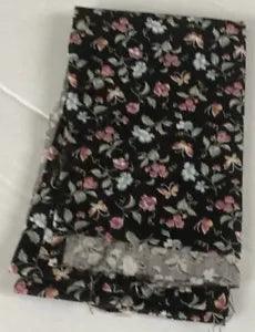 Floral Flowers Carnation Butterfly Ivy Cotton Fabric Pink Blue Black Small Print