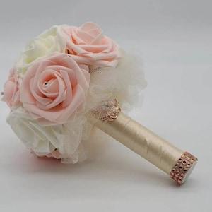 Blush And Ivory Bridal Bouquet, Bridesmaids Bouquet,Toss Bouquet,Matching Boutonnieres & Corsages, Custom Colors Available