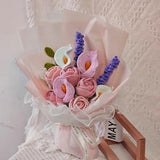 Crochet Rose,Handmade Knitted Flowers,Crochet Flower Bouquet,Valentine's Day Gift,Eclectic Home Decor,Gift For Her,pink rose flower