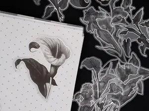 flower sketch vellum sticker | calla lily flower Silver foil black white