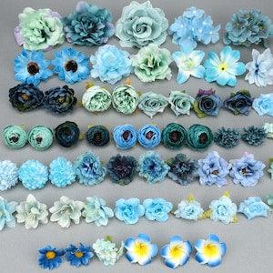 58Pcs 4-12cm Artificial flower heads Combo Set/Rose,Peony,Silk flower,Bulk Fake flowers/DIY Craft Flower Kit For Wedding Home Decoration