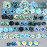58Pcs 4-12cm Artificial flower heads Combo Set/Rose,Peony,Silk flower,Bulk Fake flowers/DIY Craft Flower Kit For Wedding Home Decoration