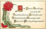 Arts & Crafts Style New Year Postcard 1005 Gold & Carnation Flower Motif, Posted