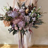 Dusty Purple Artificial Silk Flowers Wedding Bouquet for Bride and Bridesmaid, mauve roses Bridal Bouquet.