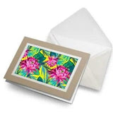 Greetings Card (Biege) - Tropical Pink Lily Plant Flower  #14722