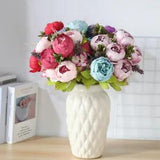 13 Heads Silk Peony Artificial Flower Wedding Party Bouquet Home Decor Realistic