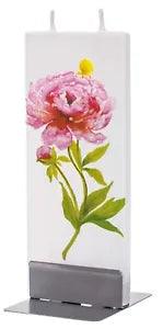 Flatyz D19036 Hand Painted Flat Candle Unscented, Dripless, Smokeless Peony