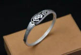 B25 Bangle for Girls Fish with Flower Peony 990 Fine Silver