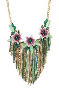 Betsey Johnson Lily Flower Fringe Statement Necklace