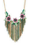 Betsey Johnson Lily Flower Fringe Statement Necklace