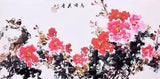 100% HANDPAINTED ORIGINAL ART FAMOUS WATERCOLOR PAINTING-Peony flowers&Birds