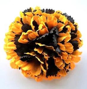 3.5" Bright Orange & Black Carnation Silk Flower Hair Clip Pin-Up Clip-On