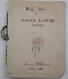 JONES OKLAHOMA 1939 PEONY UNIT GARDEN FLOWER CLUB BOOKLET MEMBERS OFFICERS MOTTO