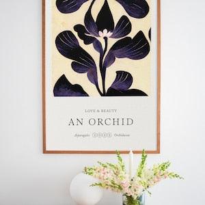 An Orchid Flower Print, Matisse Style Art Print, Modern Art, Abstract Flower Art, Poster Wall Art Poster Print - Sizes A2 A3 A4