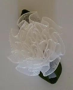 WHITE Organza Ribbon Carnation Flower 4cm  20pcs  FREE POST AUSSIE SELLER