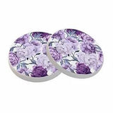 Coasters for Drinks Absorbent Set of 2 Peonies Bloom 4 Inch Purple Flower